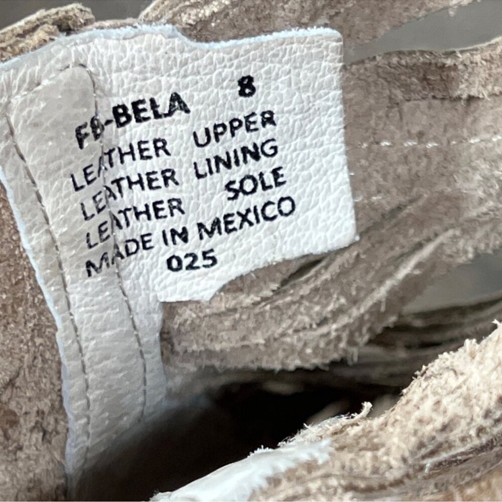 FREEBIRD Bela Open Toe Distressed Leather Booties Rustic Taupe Sz 8 EUC - Picture 10 of 11